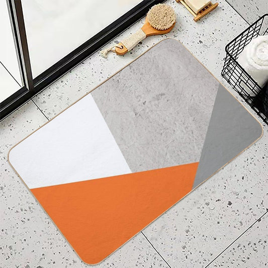Grey Orange And Concrete Color Block Bath Mat