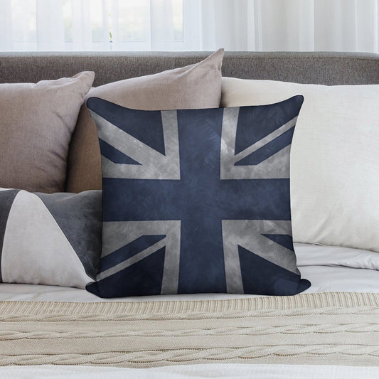 Blue Distressed Union Jack Soft Hidden Zipper Throw Pillow