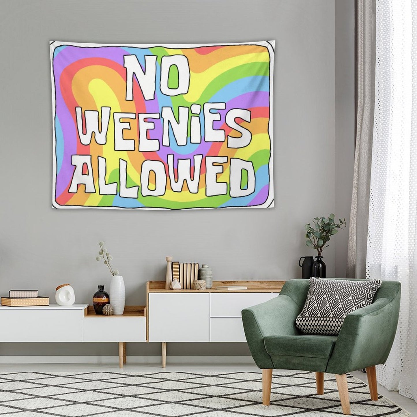 No Weenies Allowed Trippy Tapestry