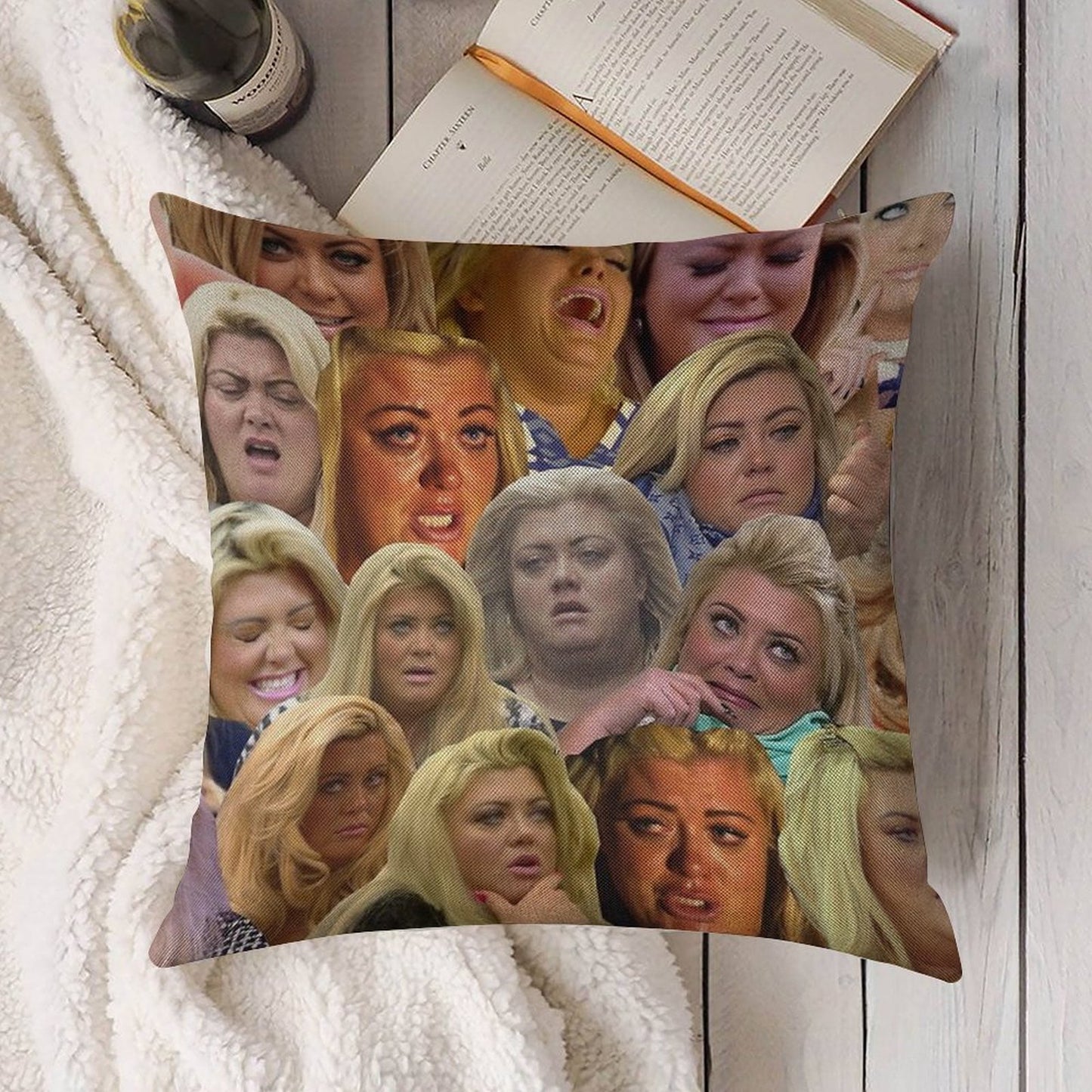 THE MANY MOODS OF GEMMA COLLINS Linen Throw Pillow Cover