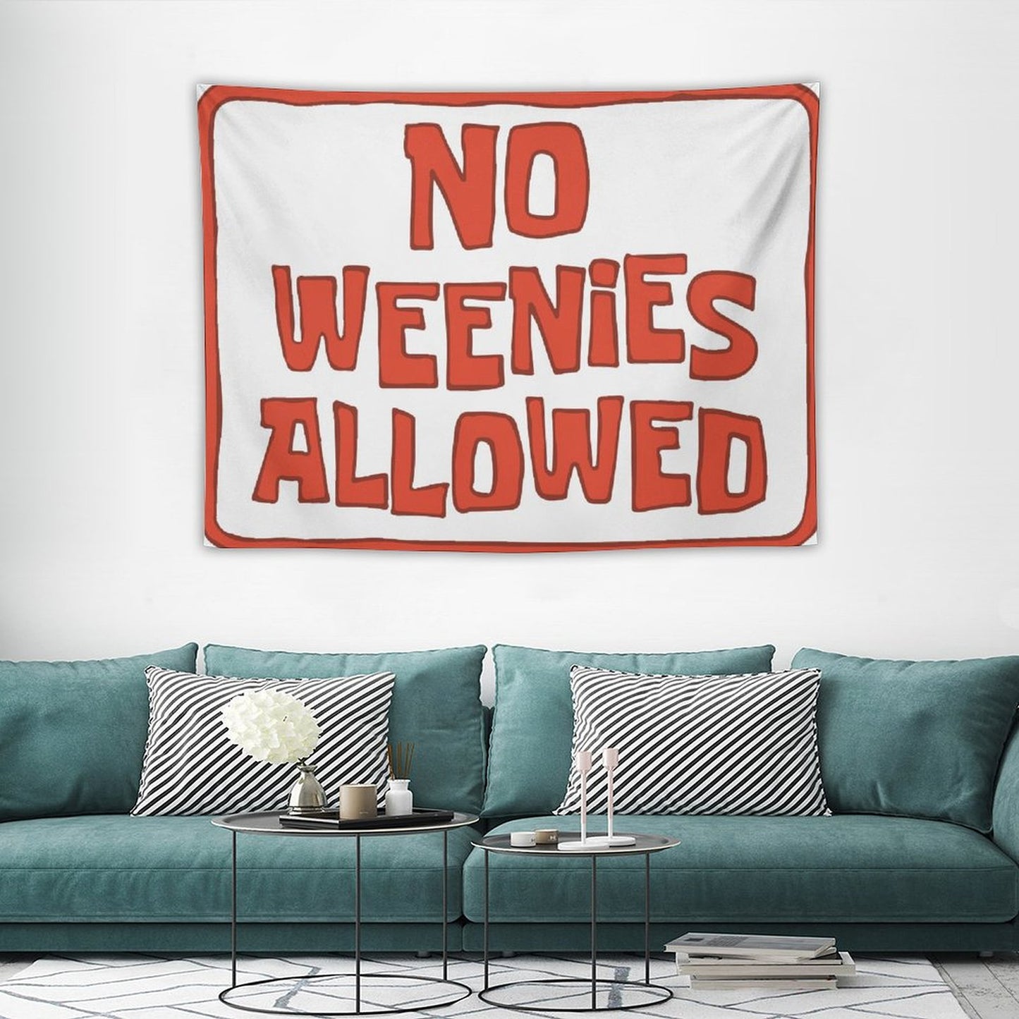 No Weenies Allowed Pink Tapestry