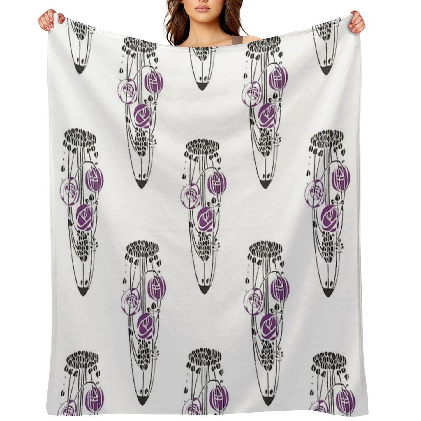 Charles Rennie Mackintosh Roses 4. Throw Blanket