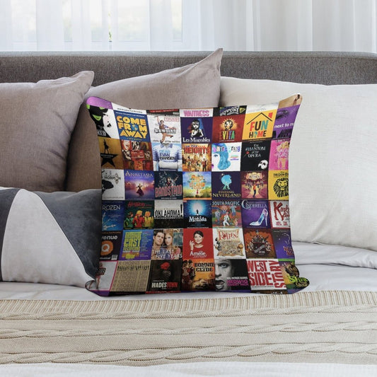 Musicals Collage Soft Decorative Cover Throw Pillow