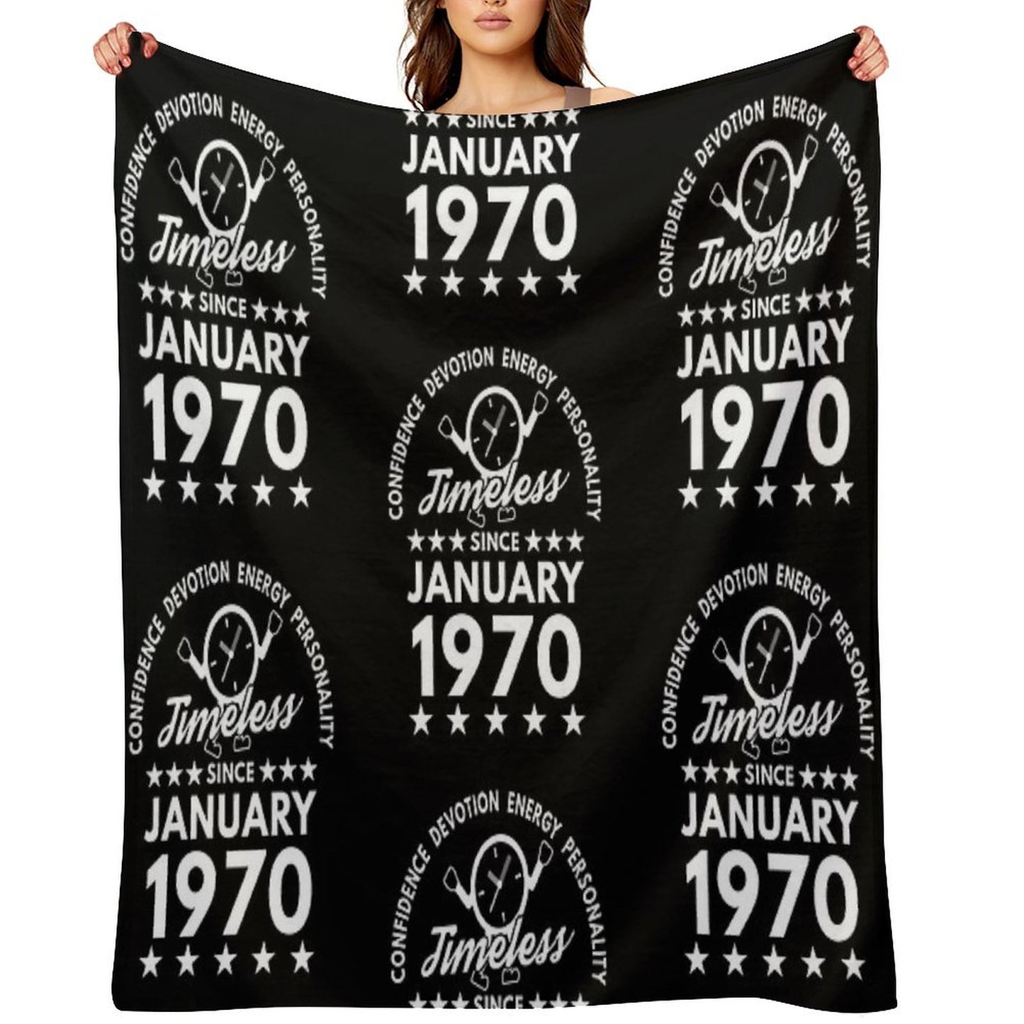 January Birthday Timeless Person - White Text Throw Blanket