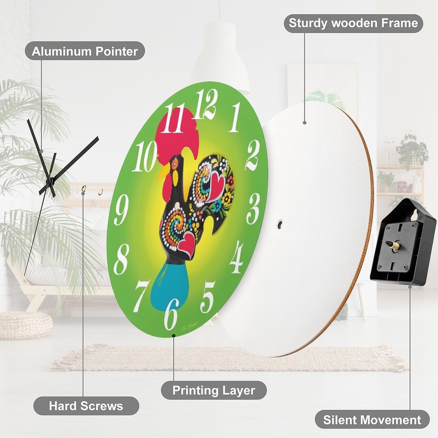 045 Wall Clock Rooster of Barcelos Portugal Wall Clock