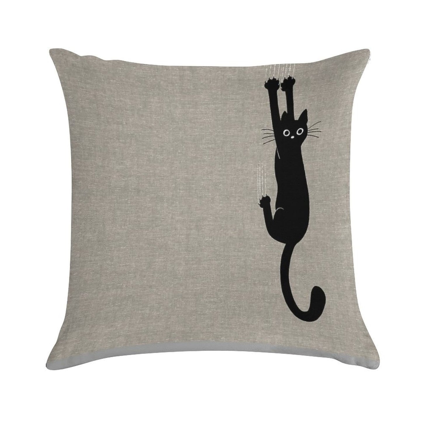 Black Cat Holding On Soft Washable Throw Pillow