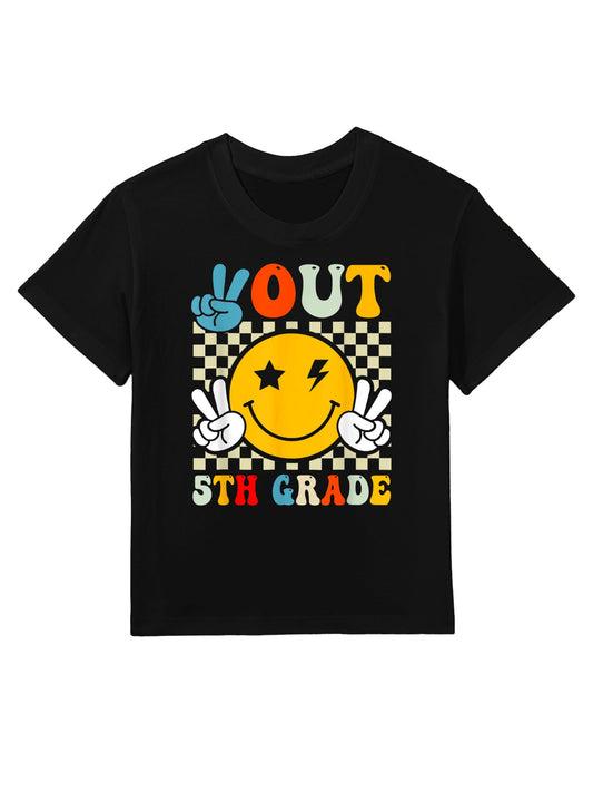 Groovy Peace Out 5th Grade Graduation Last Day Of School Kids T-Shirt