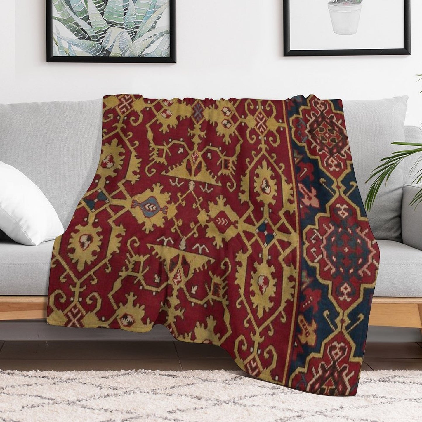 Vintage Oriental Carpet Throw Blanket