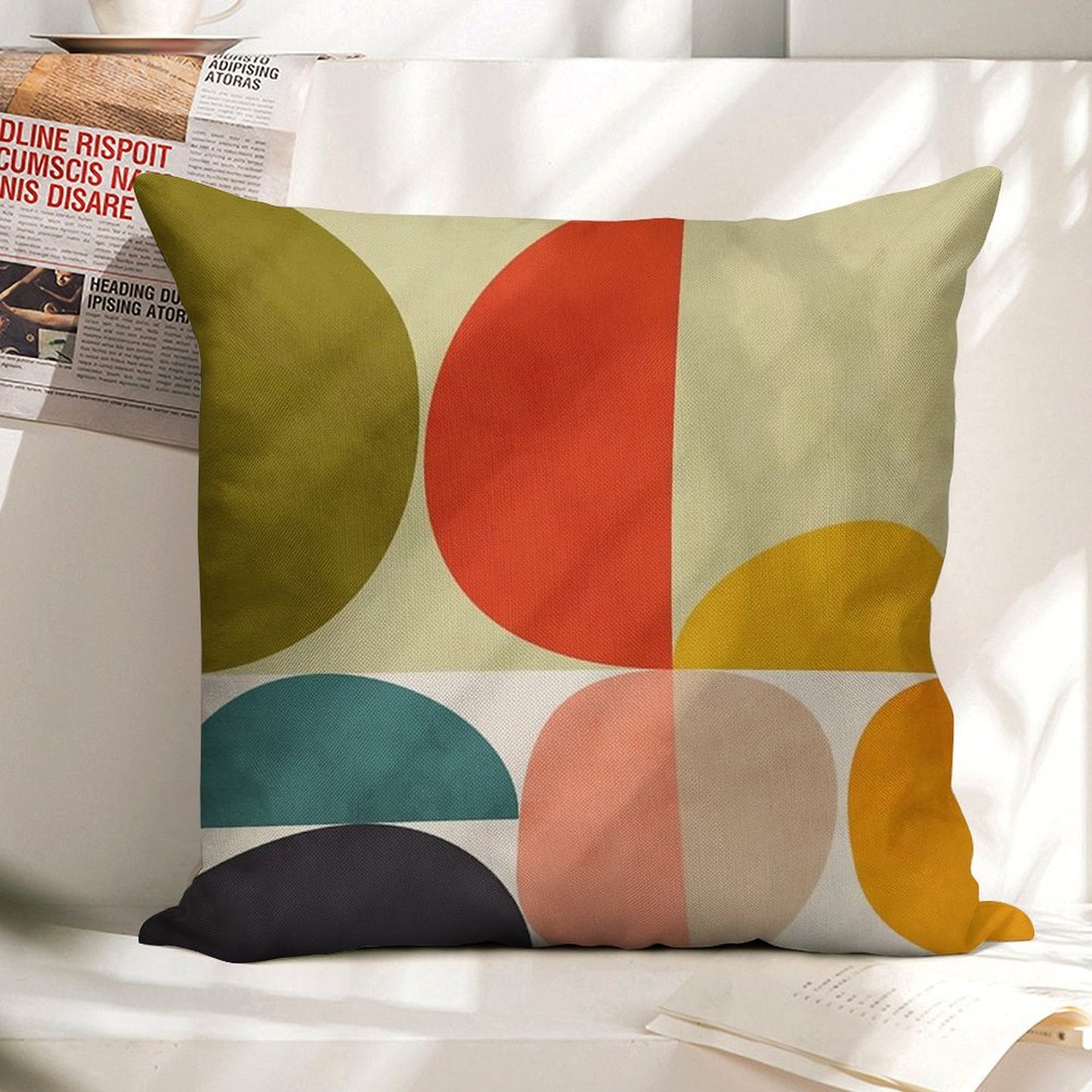 Mid Century 3 Linen Throw Pillow Cover