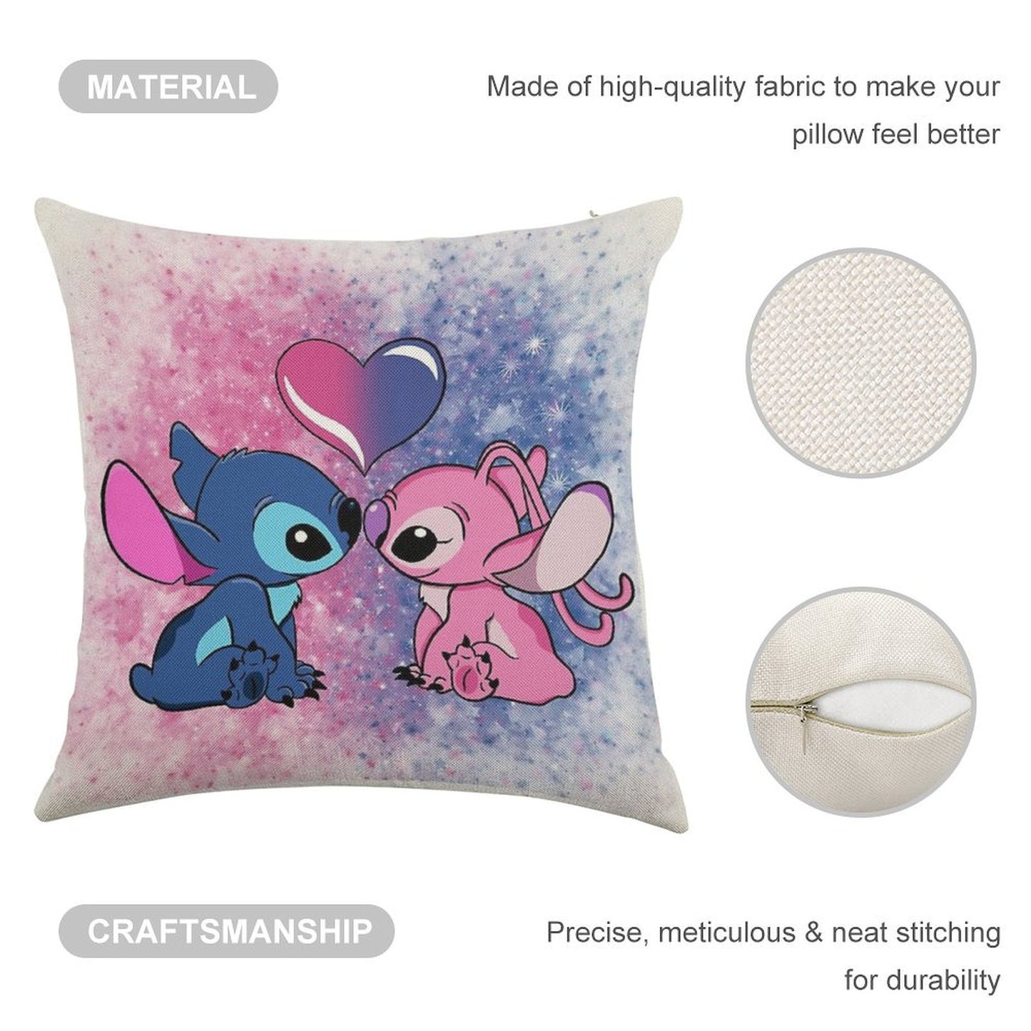 Stitch And Angel Linen Throw Pillow Cover