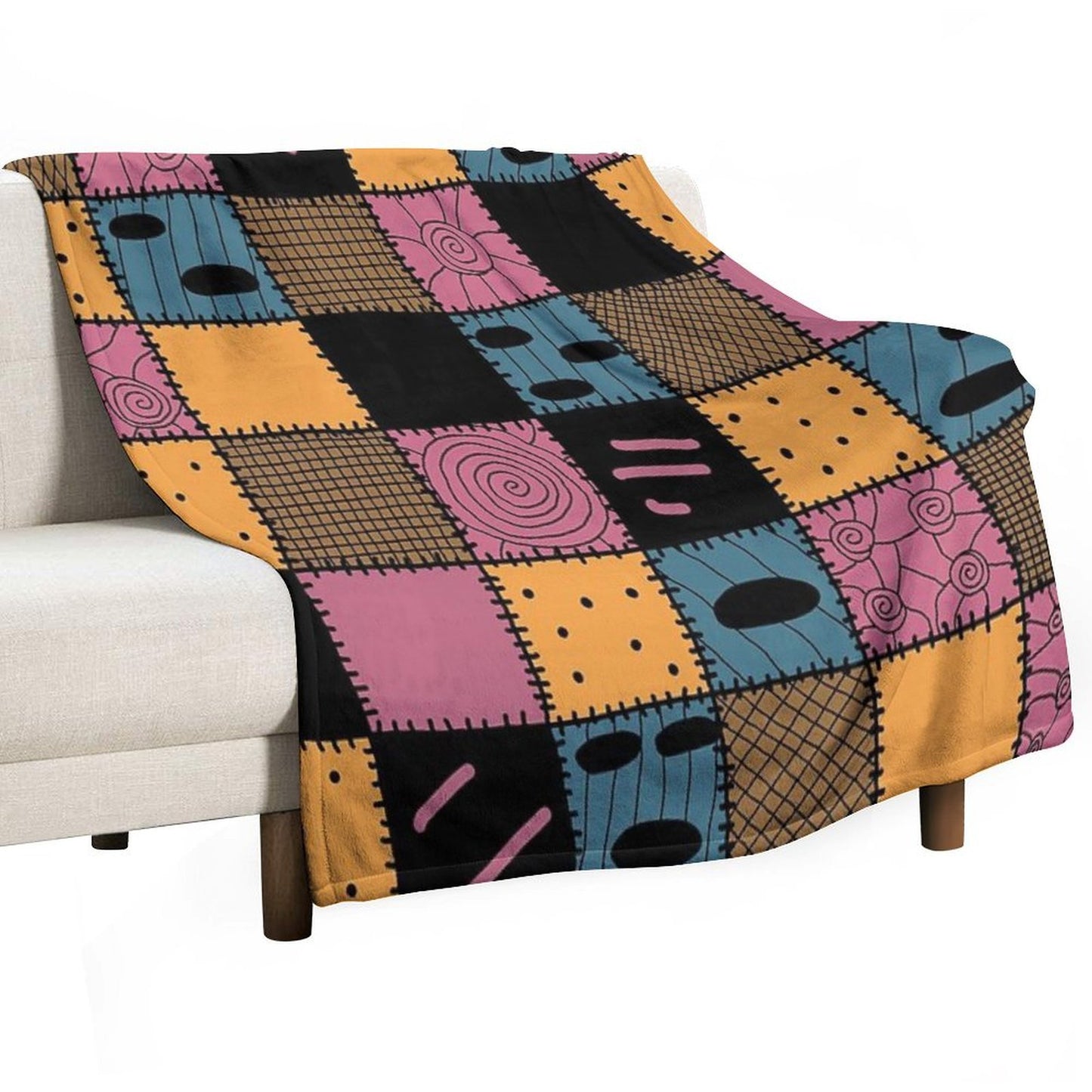 Nightmare Sally Inspired Pattern Throw Blanket