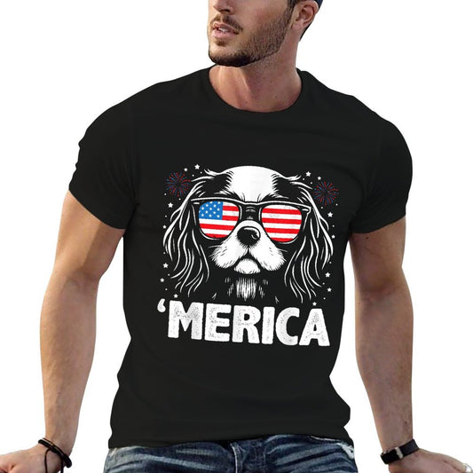 Cavalier King Charles 4th Of July Merica Patriotic Dog  Classic T-Shirt