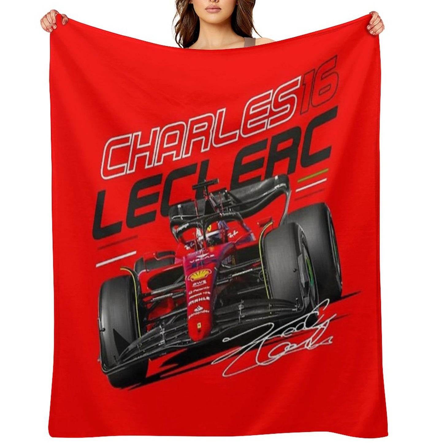 Charles Leclerc Scuderia Ferrari 2022 Throw Blanket