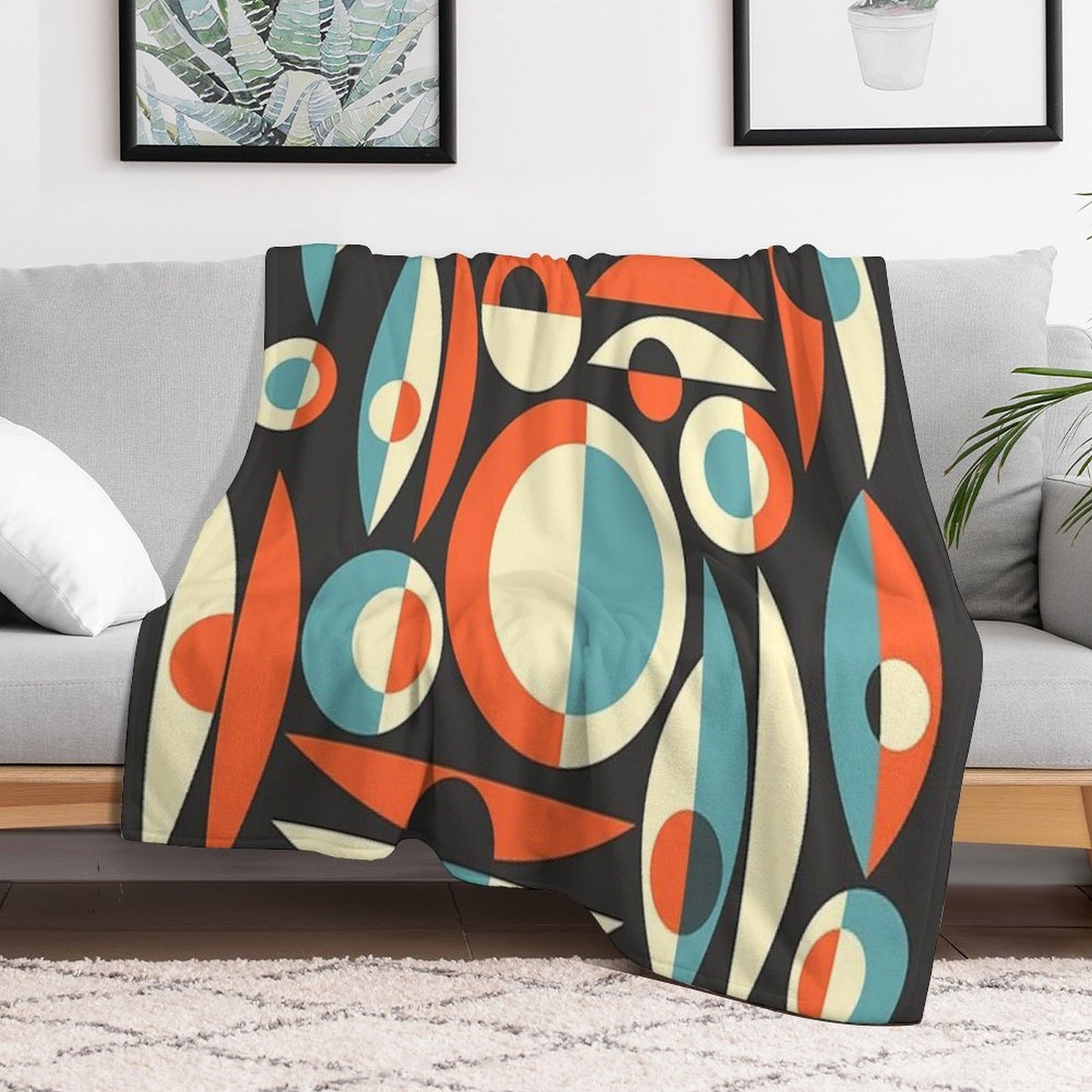 Retro Eames Era Pisces Throw Blanket