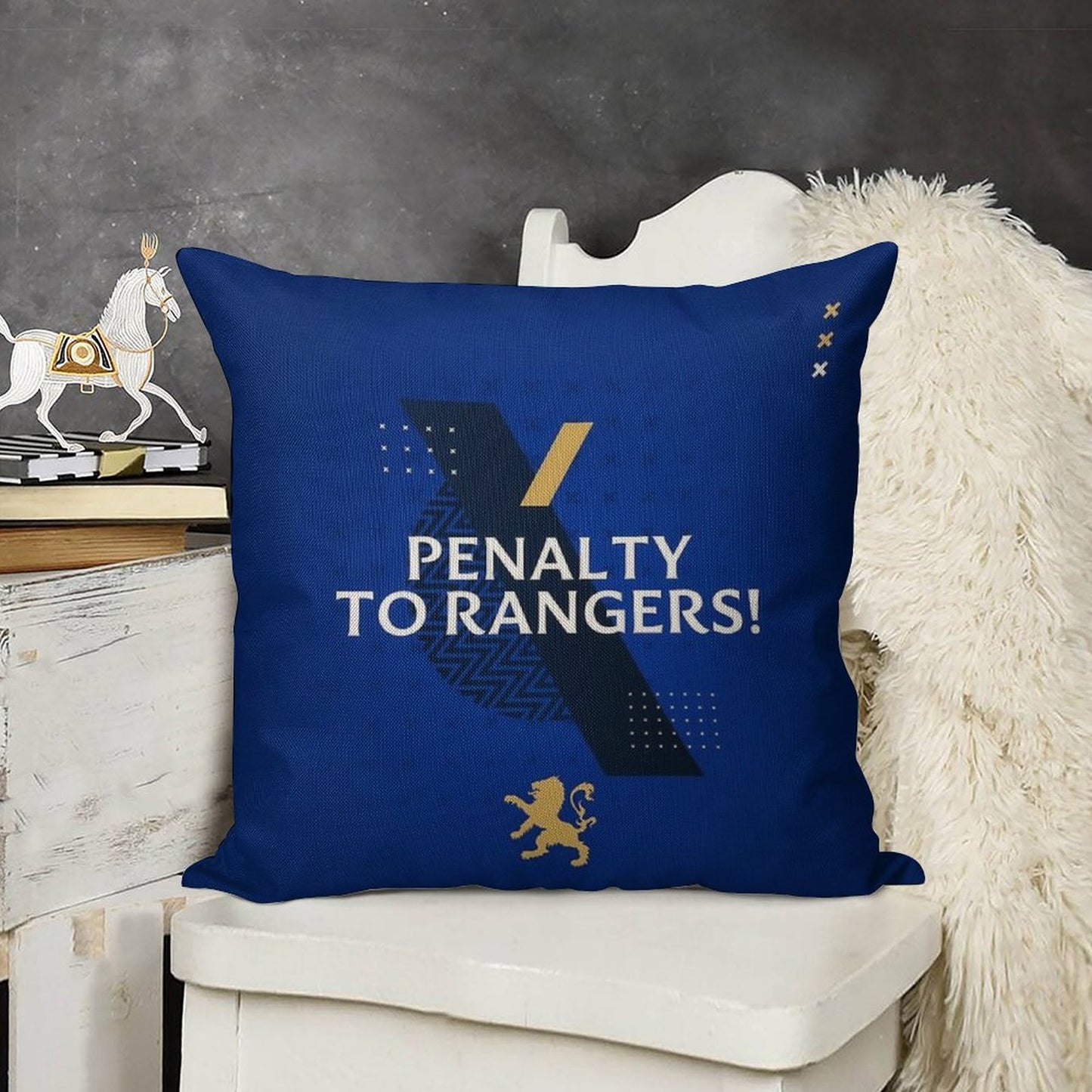 Penalty to Rangers Linen Throw Pillow Cover