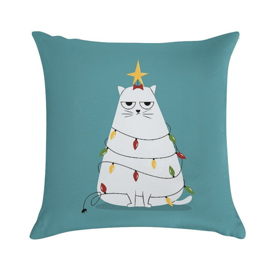 Grumpy Christmas Cat Soft Ultra-Soft Texture Throw Pillow
