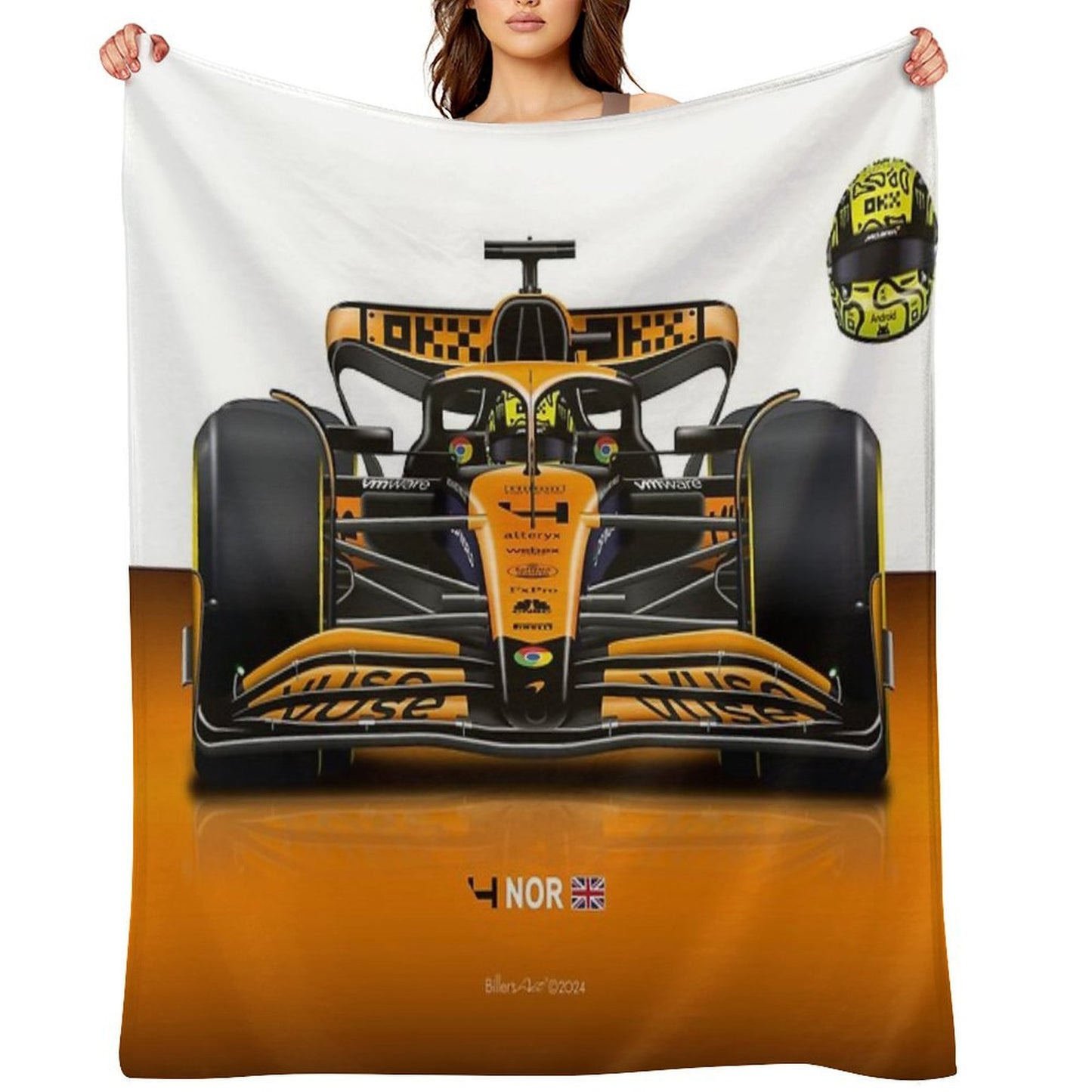 Many Lando Norris Items 2024 Formula 1 McLaren Racing Car Throw Blanket
