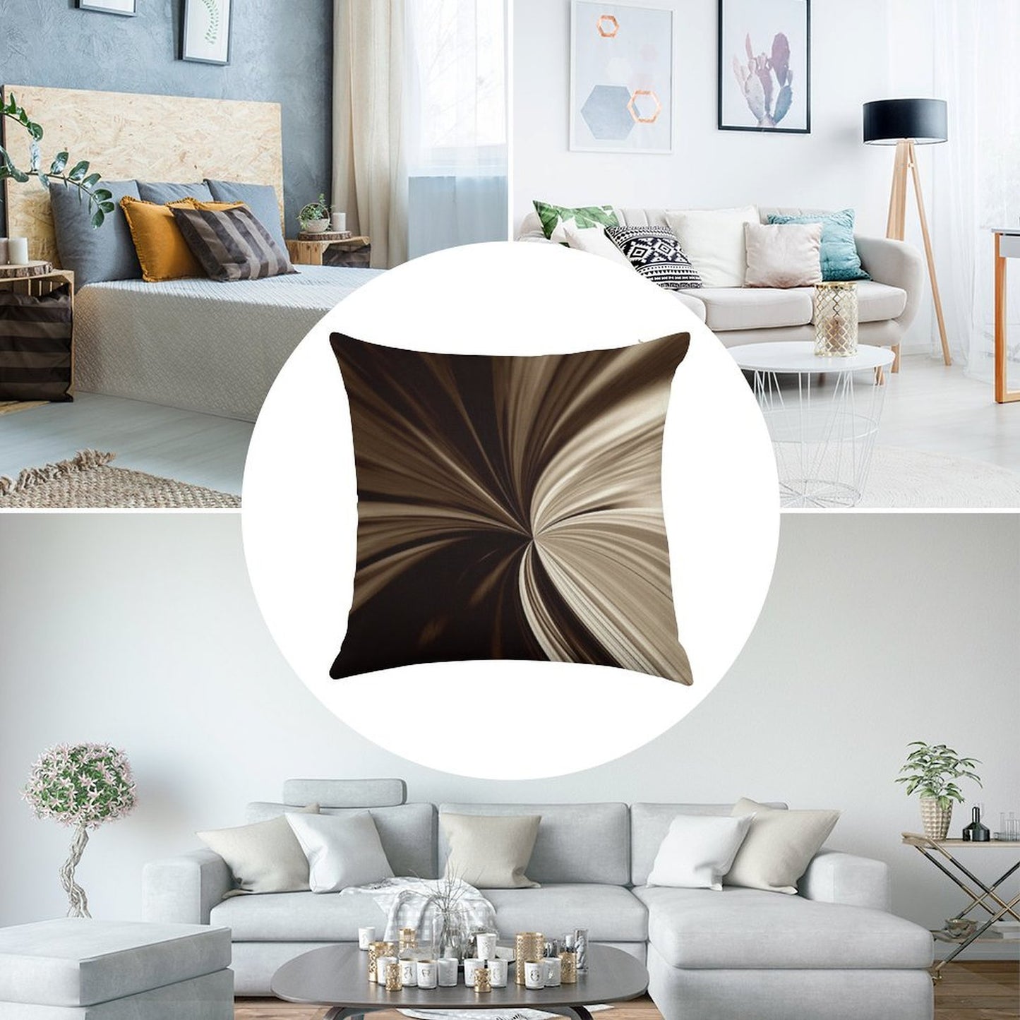 Milk Chocolate Swirl Abstract Print Pillow Linen Throw Pillow Cover