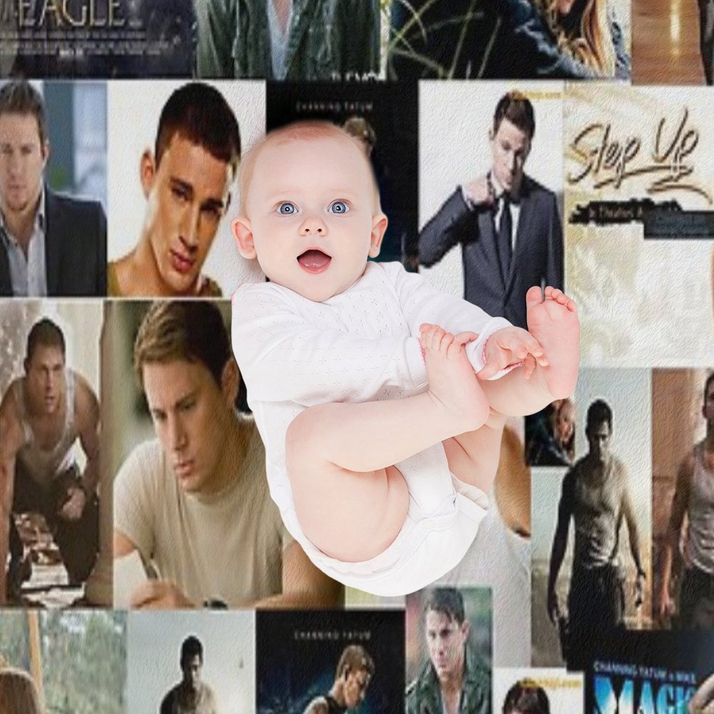 Channing Tatum Seamless Squarish Photo Collage Throw Blanket