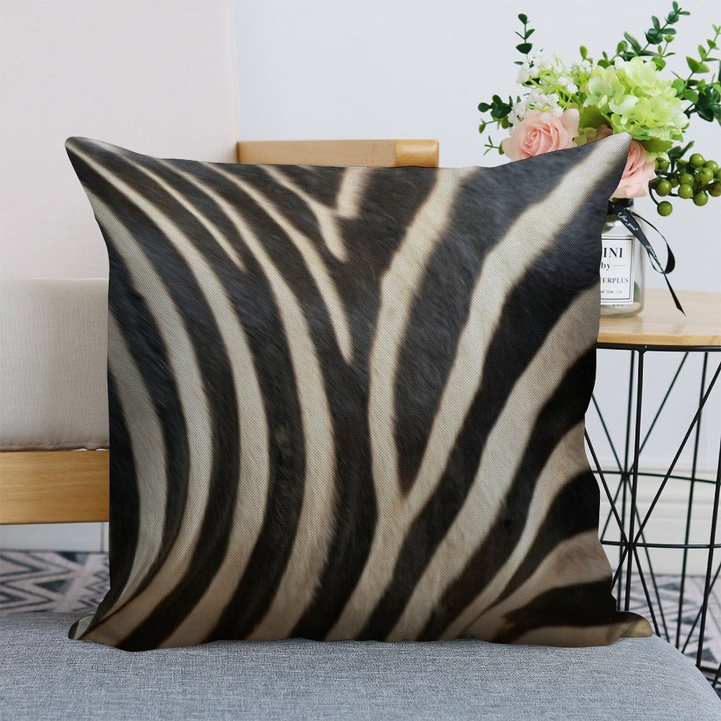Zebra Linen Throw Pillow Cover