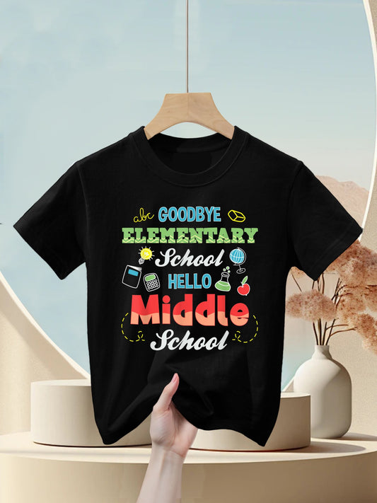 Goodbye Elementary School Hello Middle School Graduation Kids T-Shirt