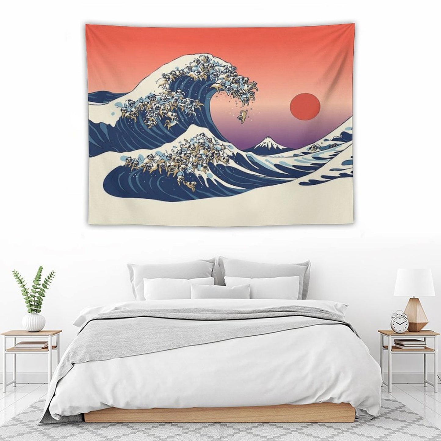 The Great Wave of Pug Tapestry