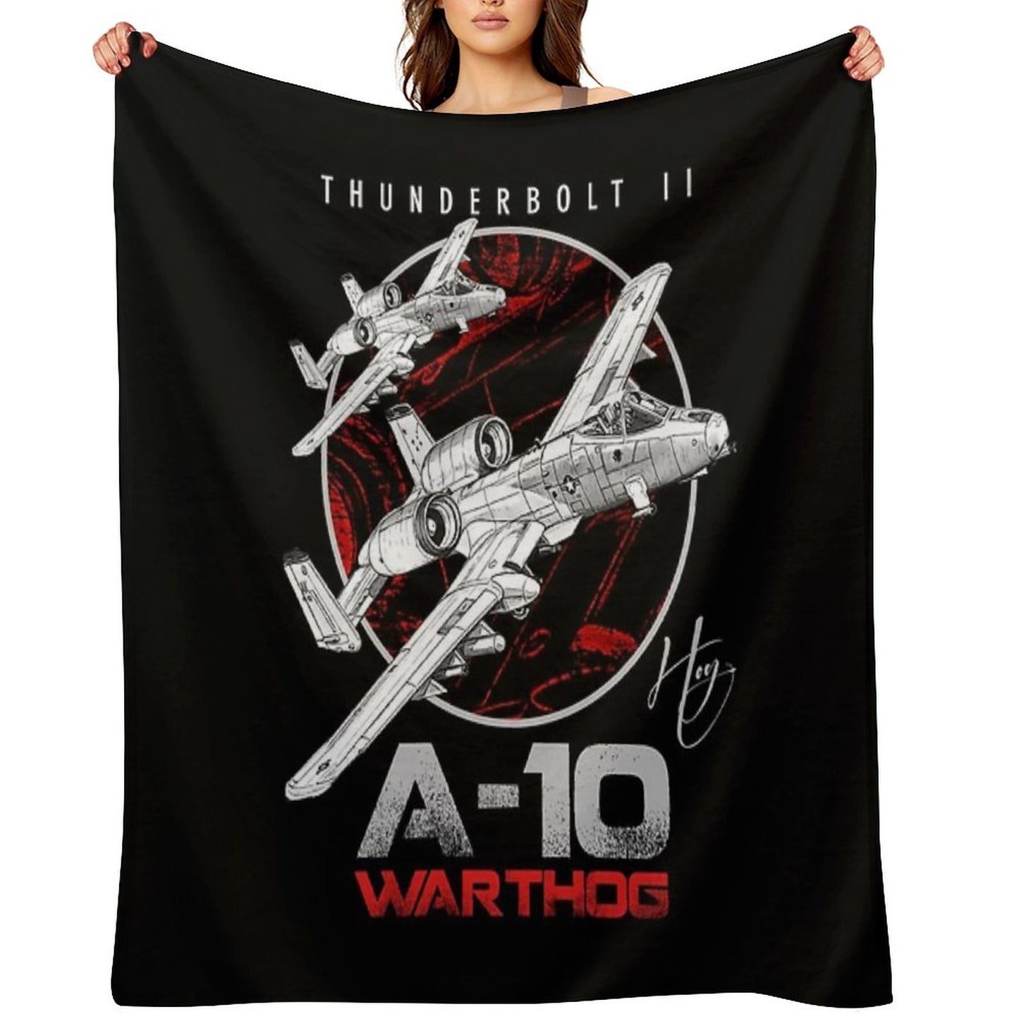 A-10 Thunderbolt II Warthog Subsonic Attack Aircraft Nicknamed Hog Us Air Force Fighterjet Throw Blanket