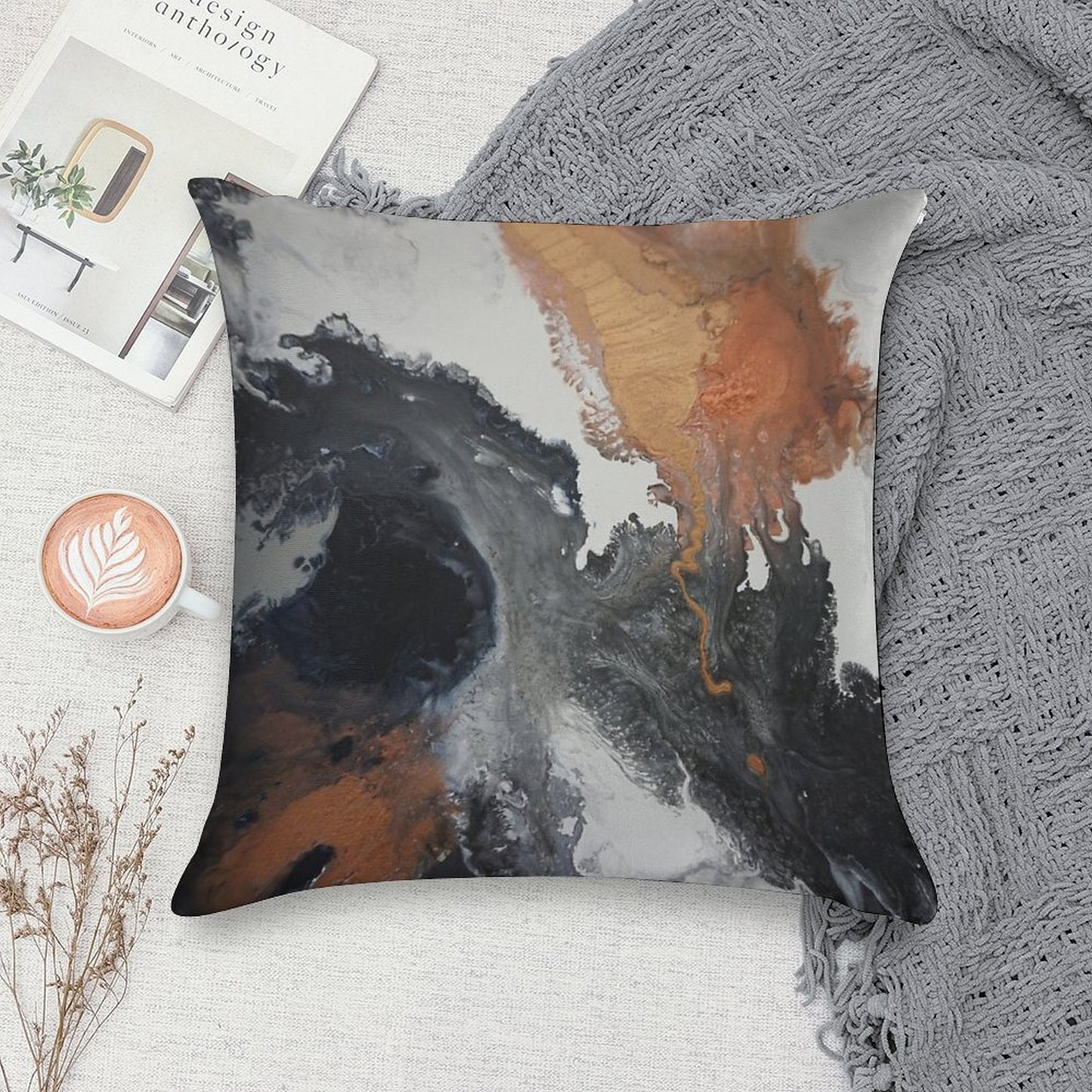Mono Copper Soft Style Accent Throw Pillow