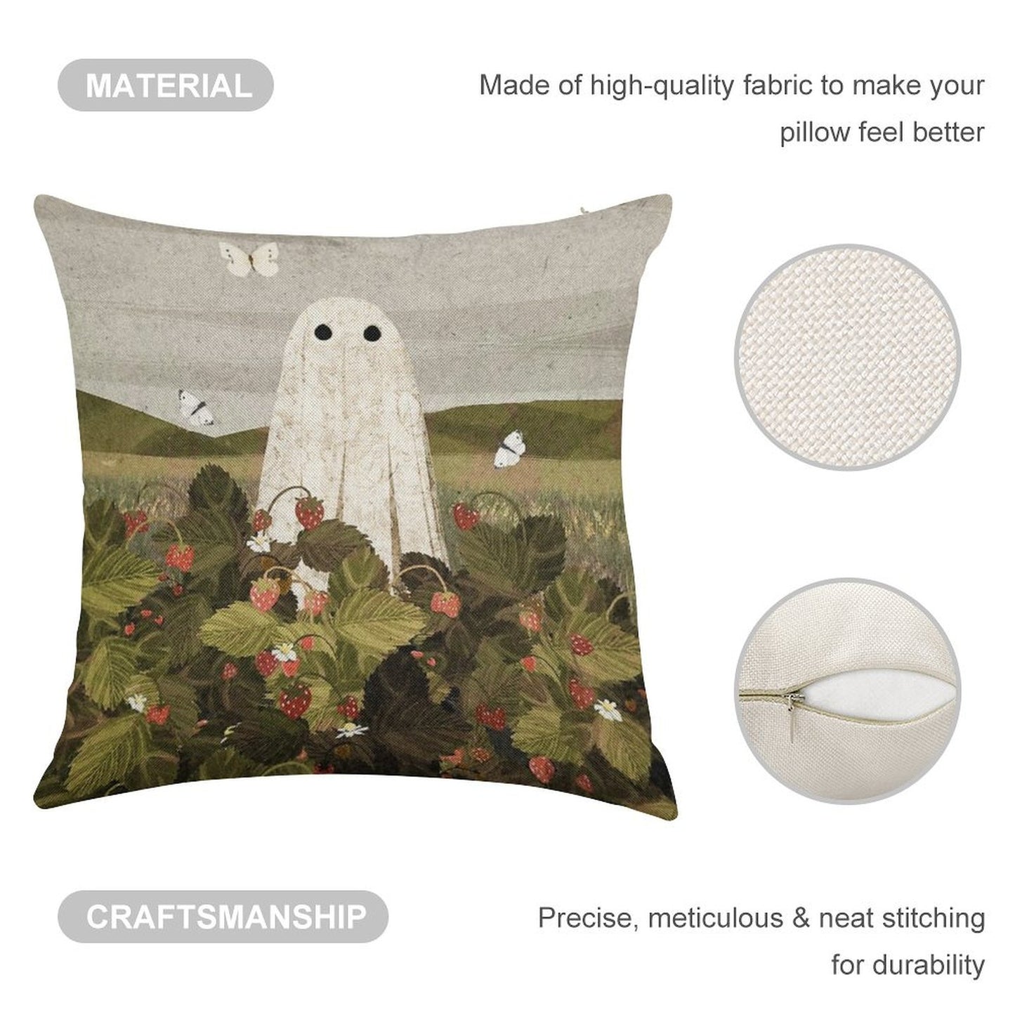 Strawberry Fields Linen Throw Pillow Cover