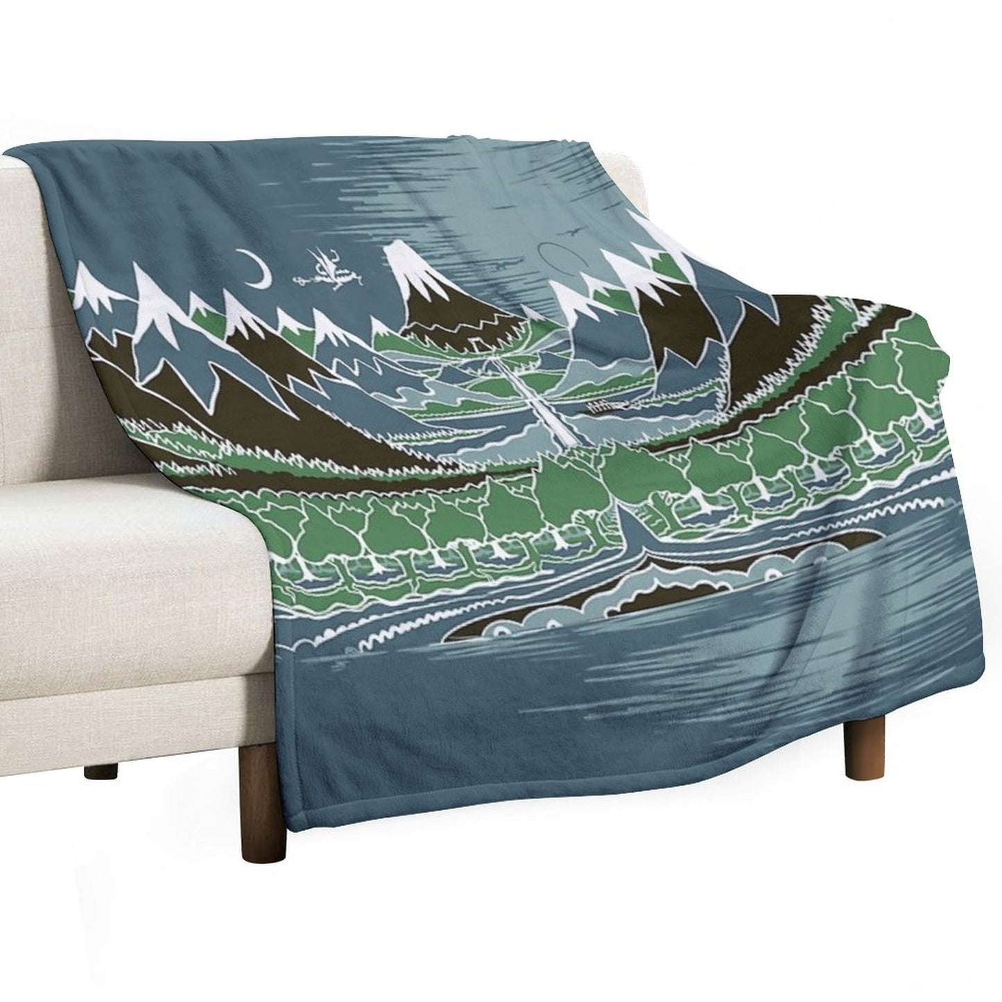 Midnight Forest Mountain Path in The Style of J.R.R.Tolkien Throw Blanket