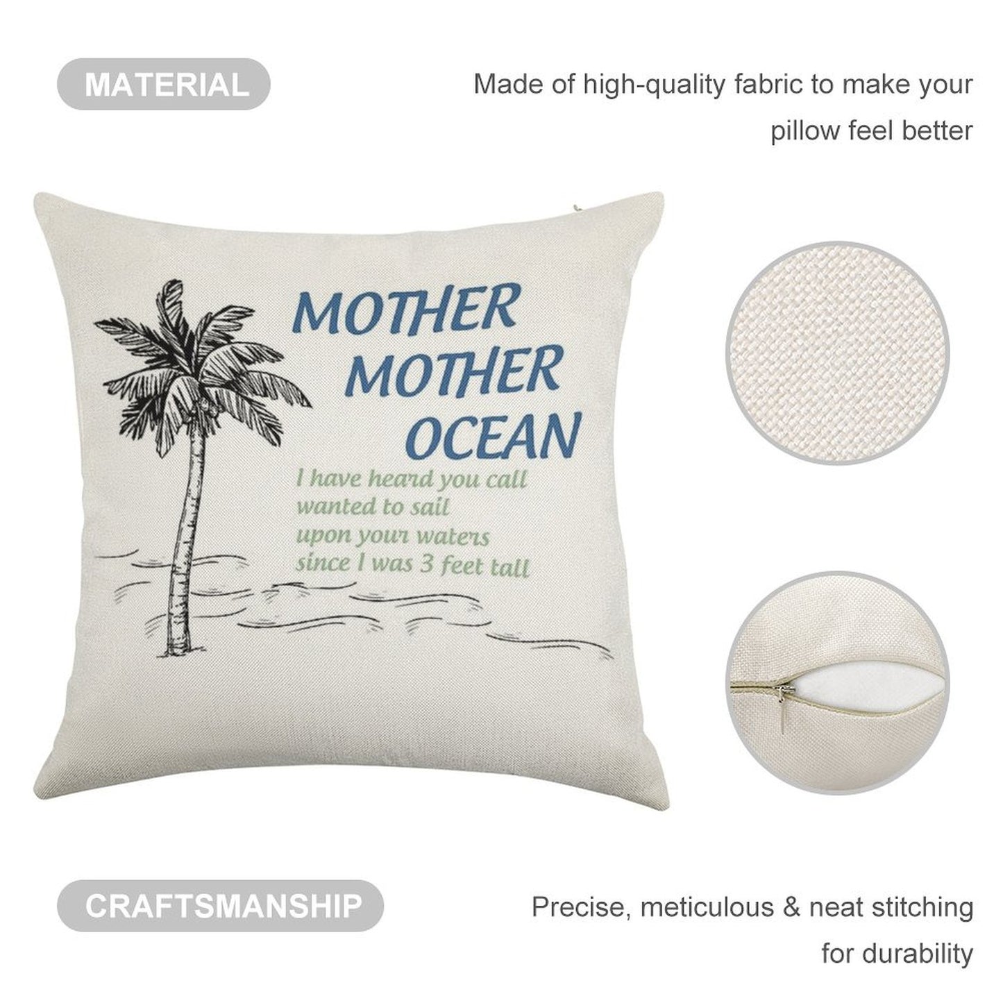 Mother, Mother, Ocean Linen Throw Pillow Cover