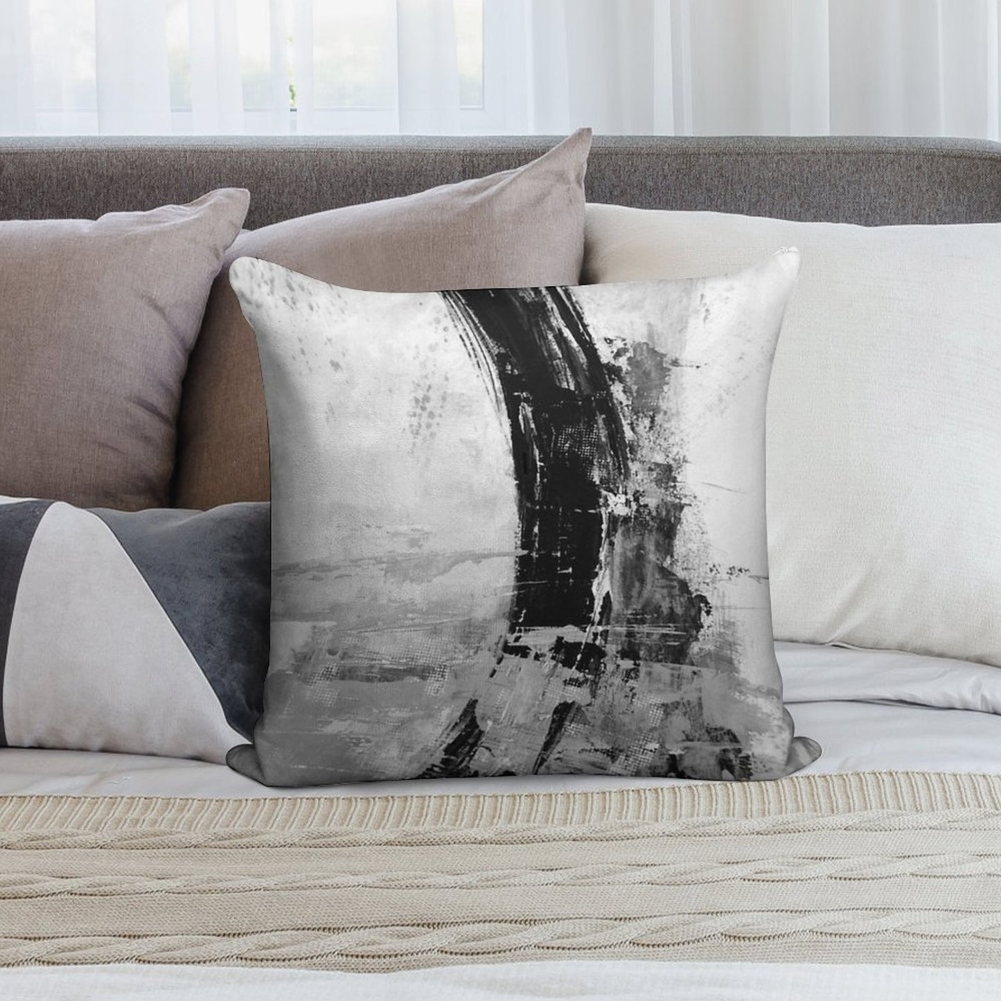 Gray Abstract Soft Gift Ready Throw Pillow