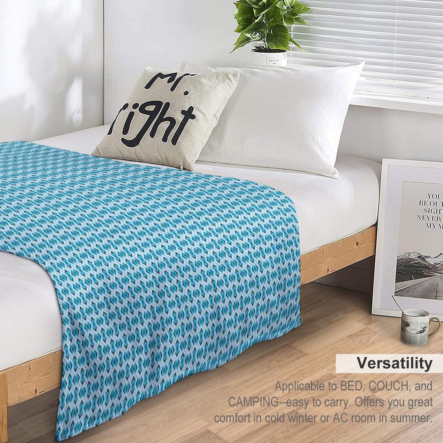 Overlapping Aqua Blue Diamonds Throw Blanket