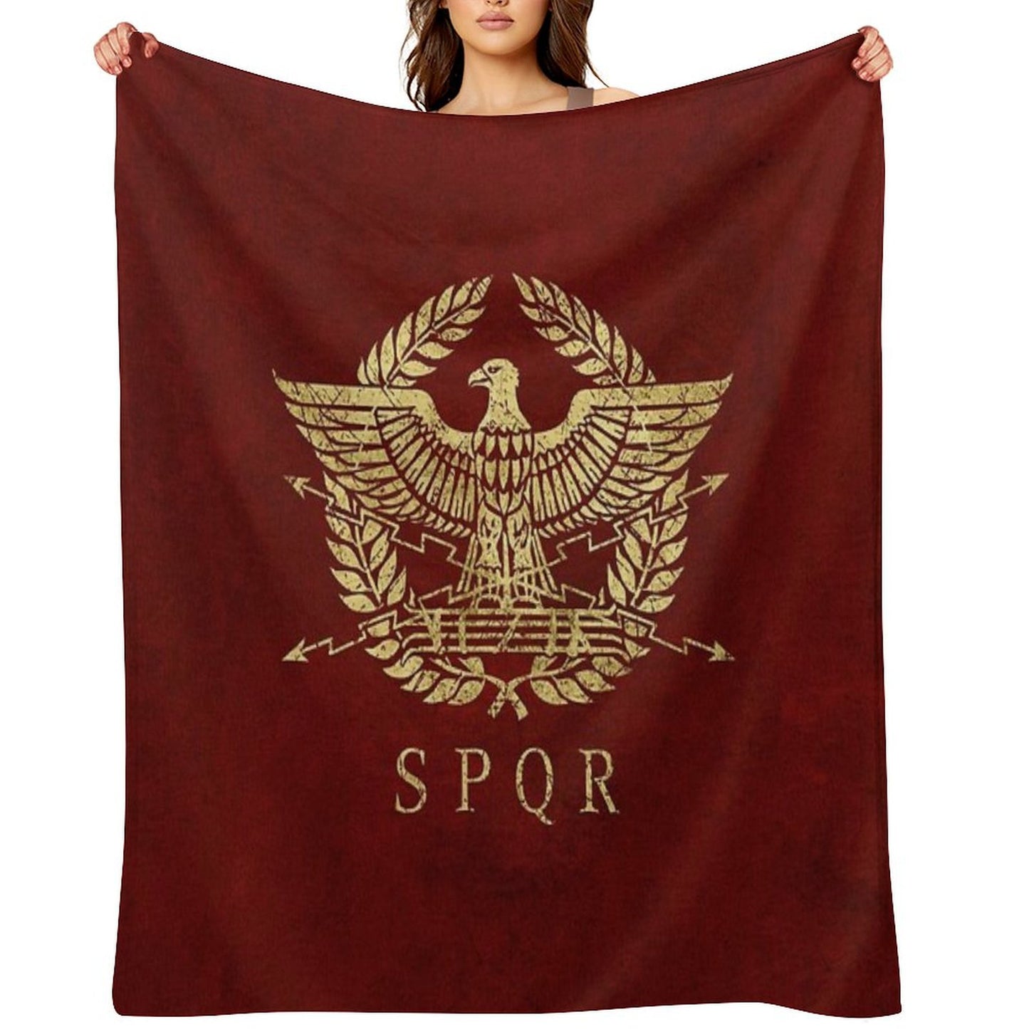 Roman Empire Emblem - Vintage Gold Throw Blanket