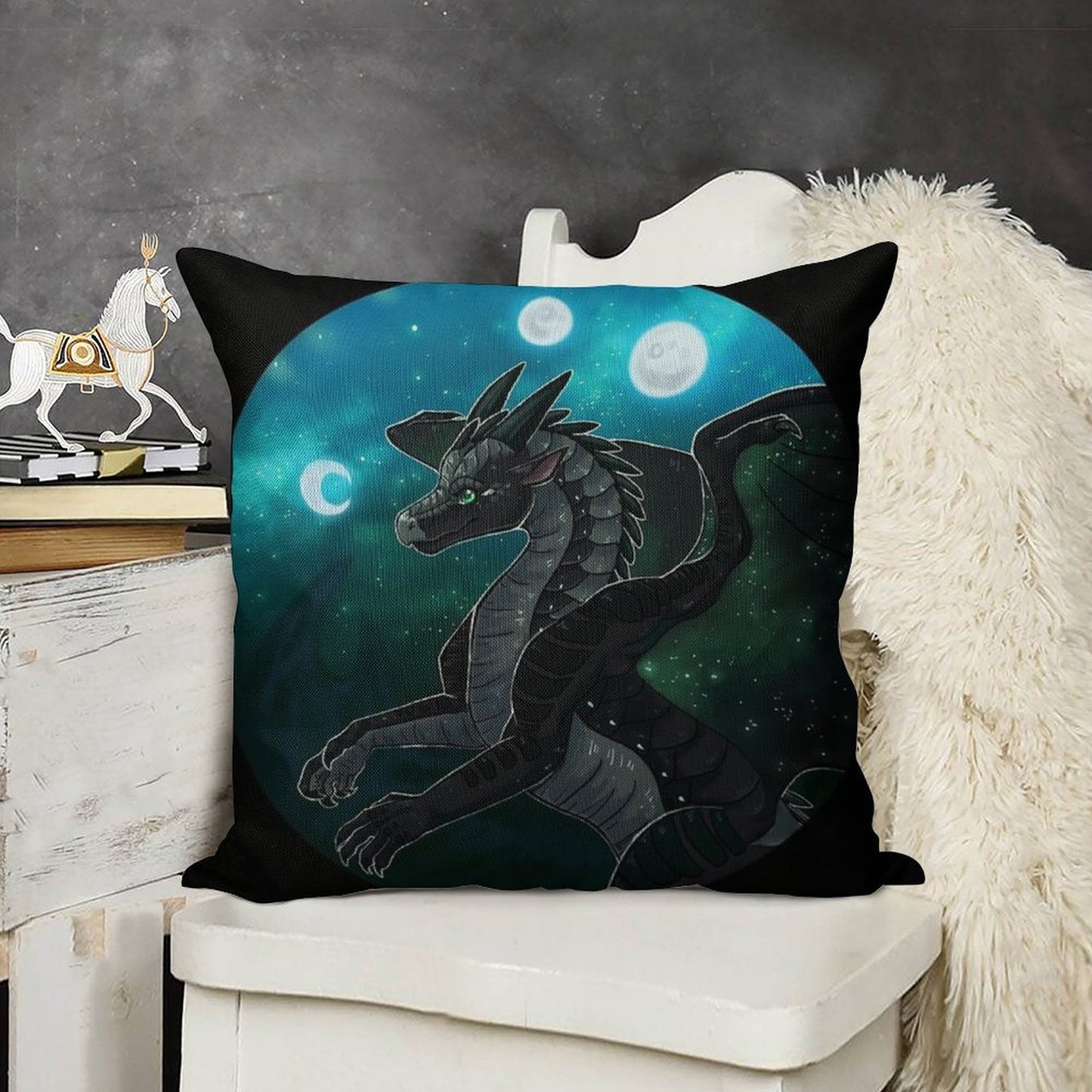 Wings of Fire - Moonwatcher Linen Throw Pillow Cover