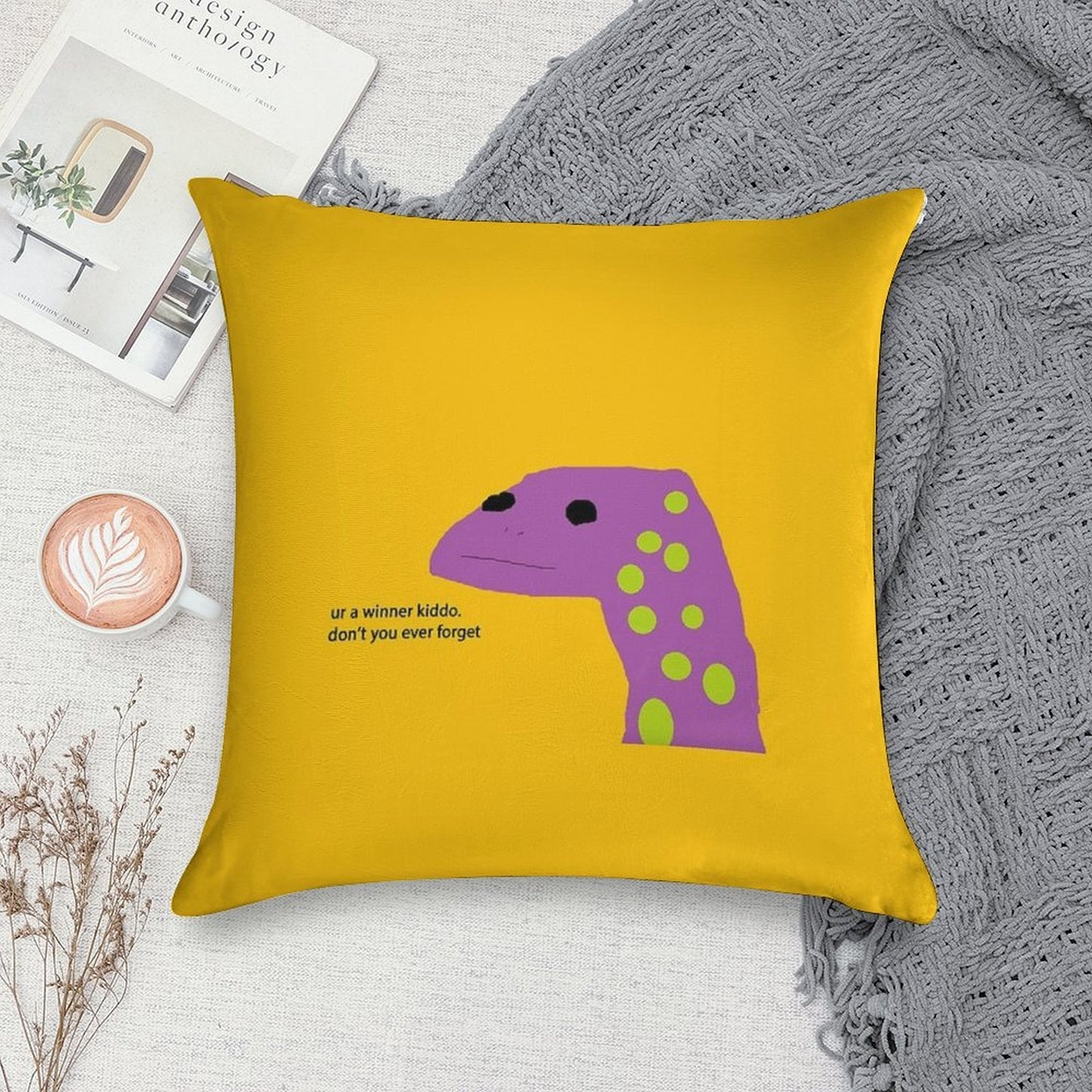 Motivational Lizard Soft Reinforced Edging Throw Pillow