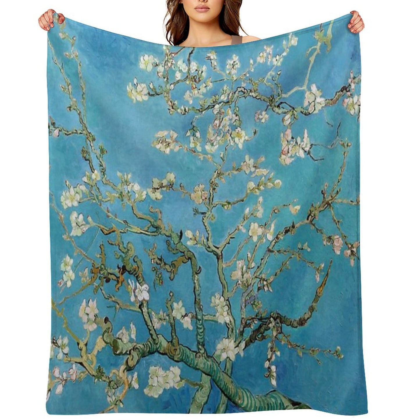1890-Vincent Van Gogh-Almond Blossom-73.5x92 Throw Blanket