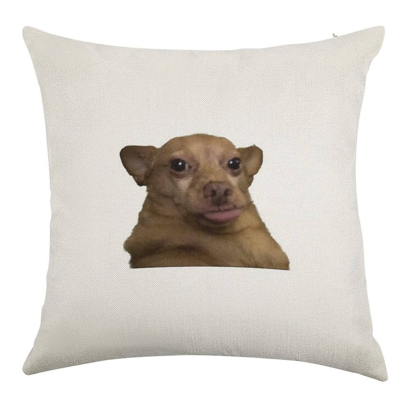 Blep Dog Linen Throw Pillow Cover