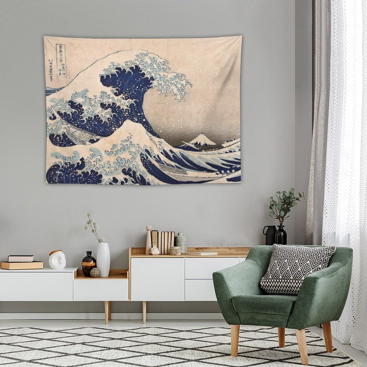 Classic Japanese Great Wave Off Kanagawa by Hokusai Wall Tapestry Traditional Version HD High Quality Tapestry