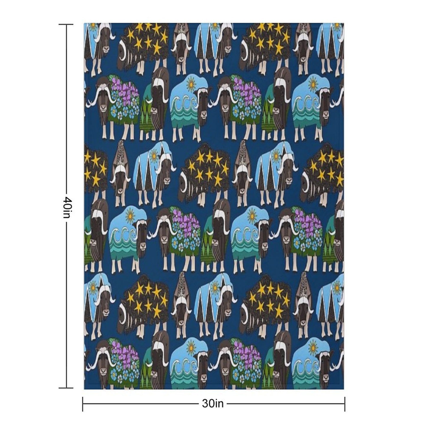 Alaskan Musk Ox Blue Throw Blanket