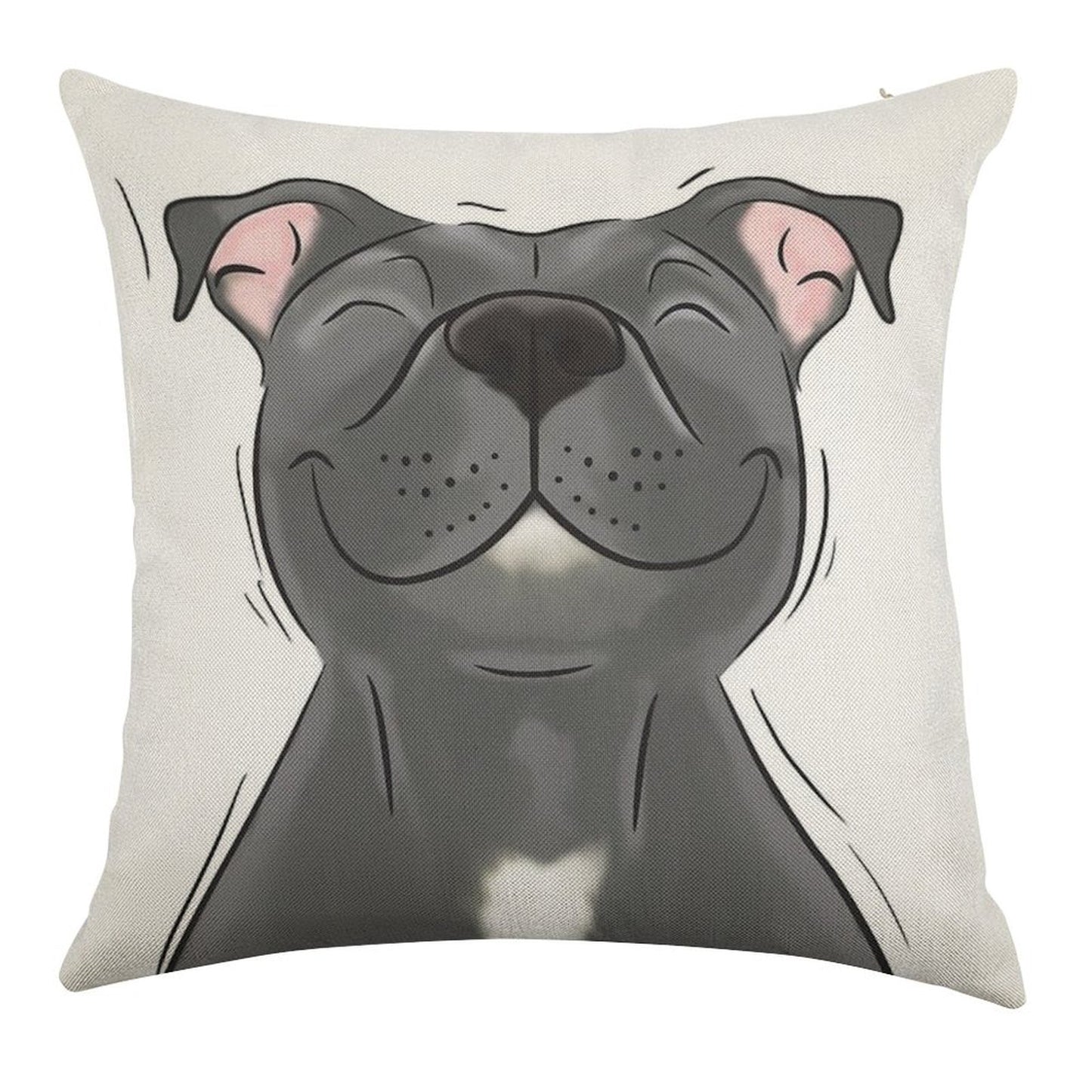Smiling Blue Staffy Dog (stafford) Staffy Love Linen Throw Pillow Cover
