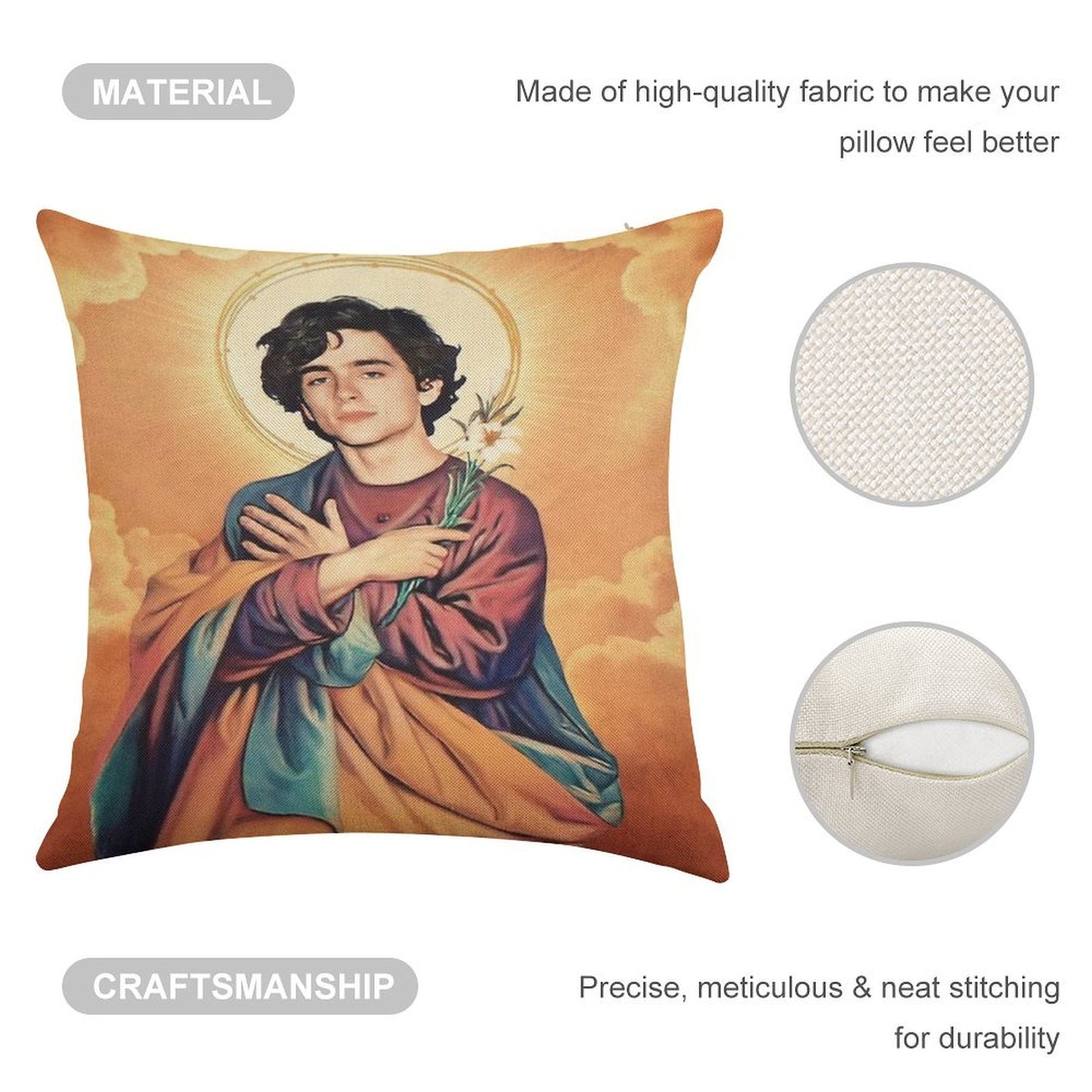 Timothee Chalamet Saint Linen Throw Pillow Cover