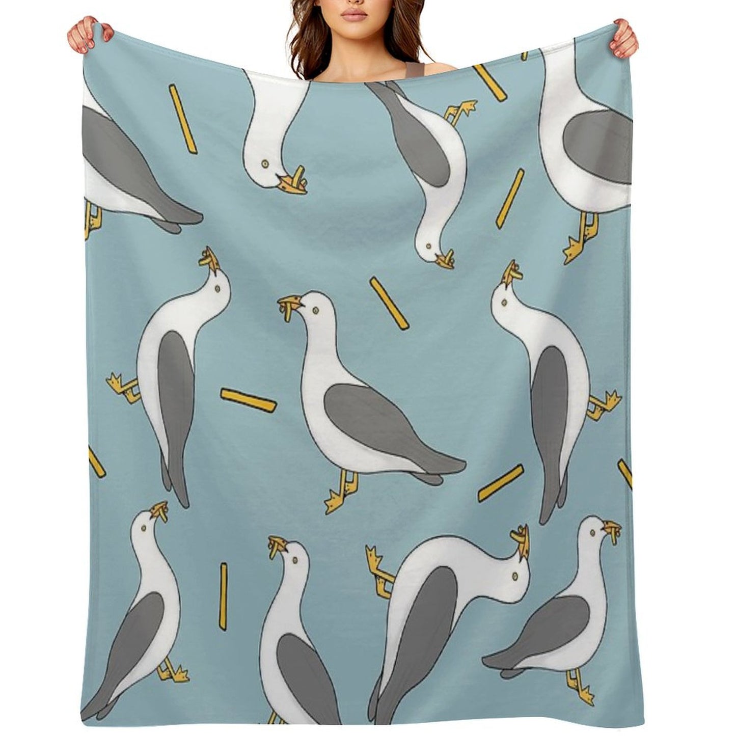 Seagull And Chips Throw Blanket