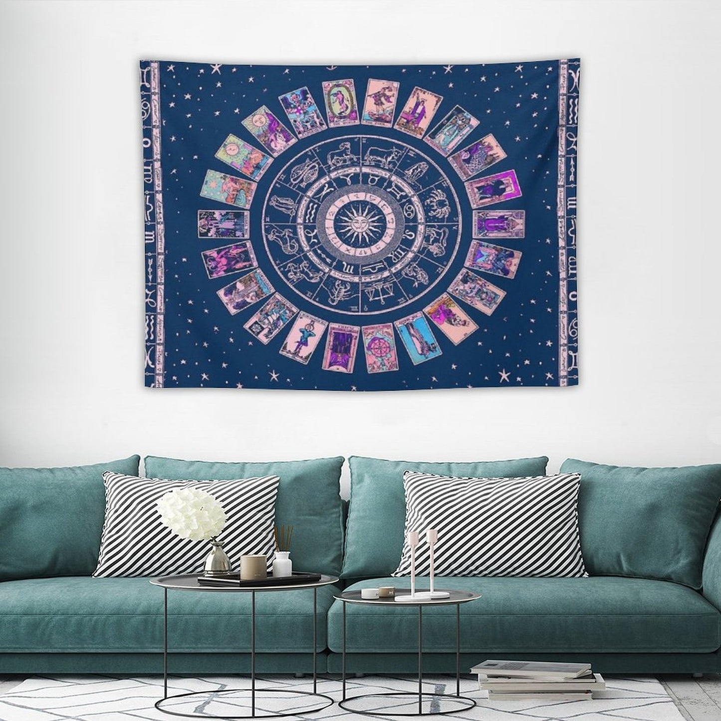 Pastel Goth Zodiac, Astrology Chart & The Major Arcana Tarot Tapestry