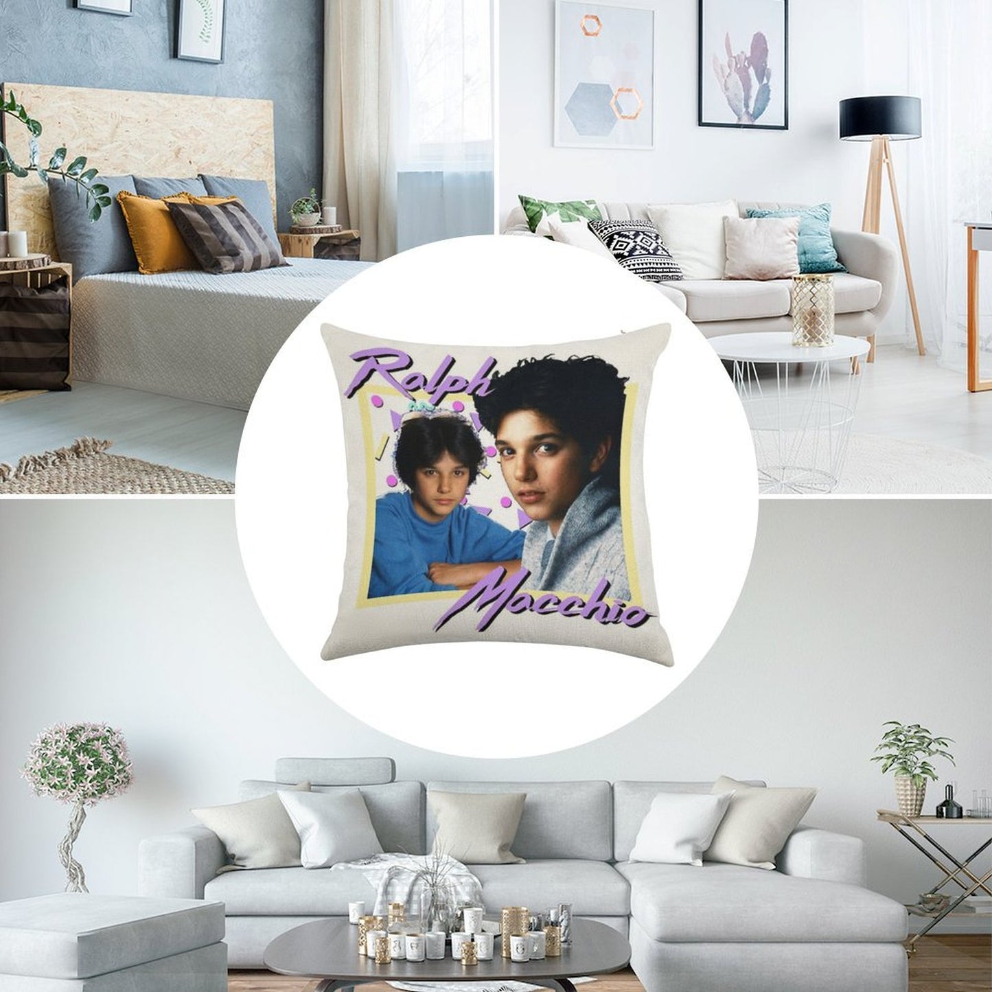 80s Ralph Macchio Linen Throw Pillow Cover