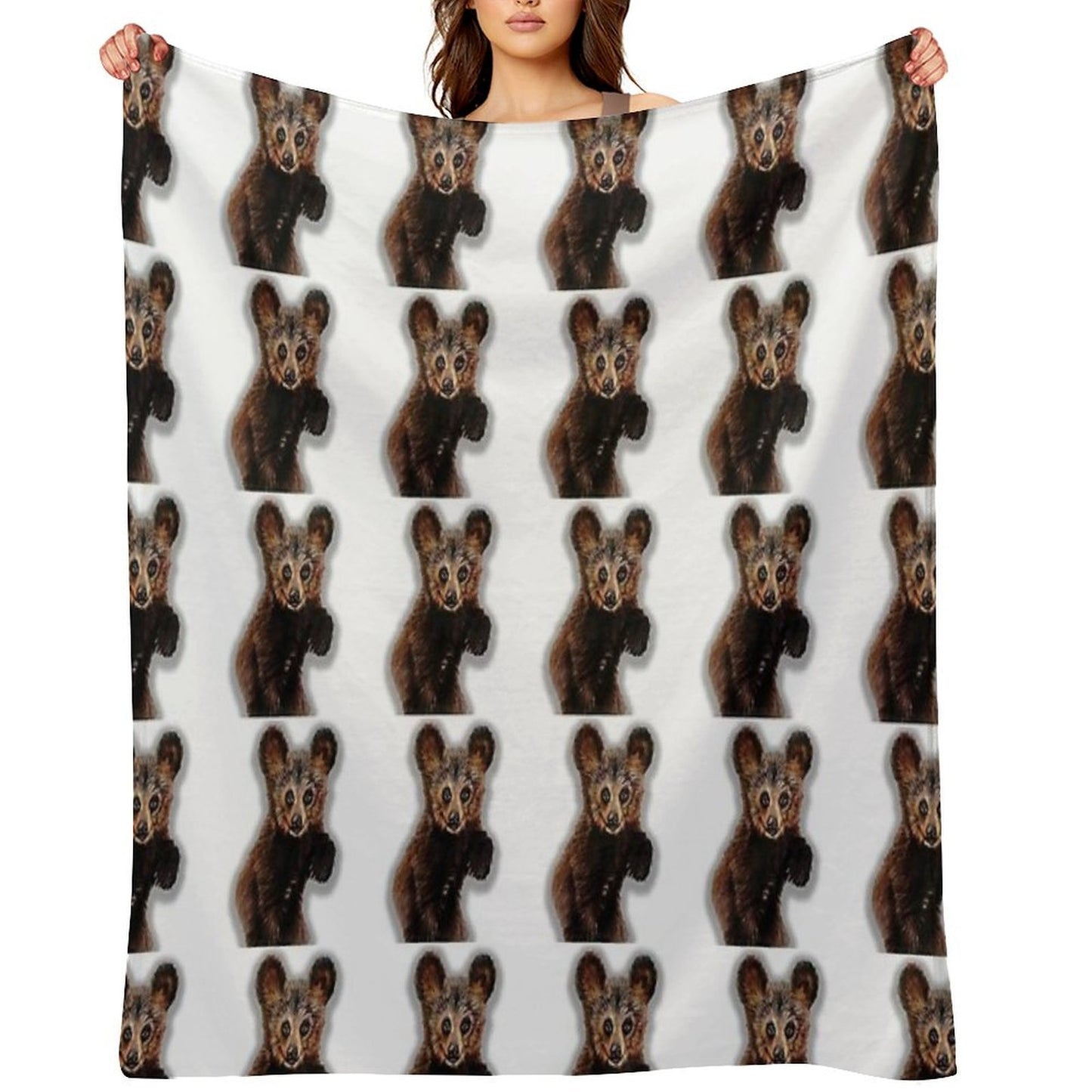 Cute Bear Drawing Throw Blanket