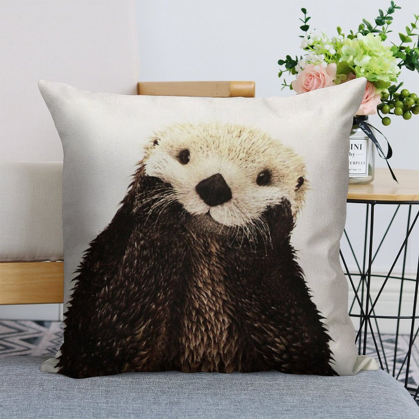 Otters Gonna Ott Linen Throw Pillow Cover