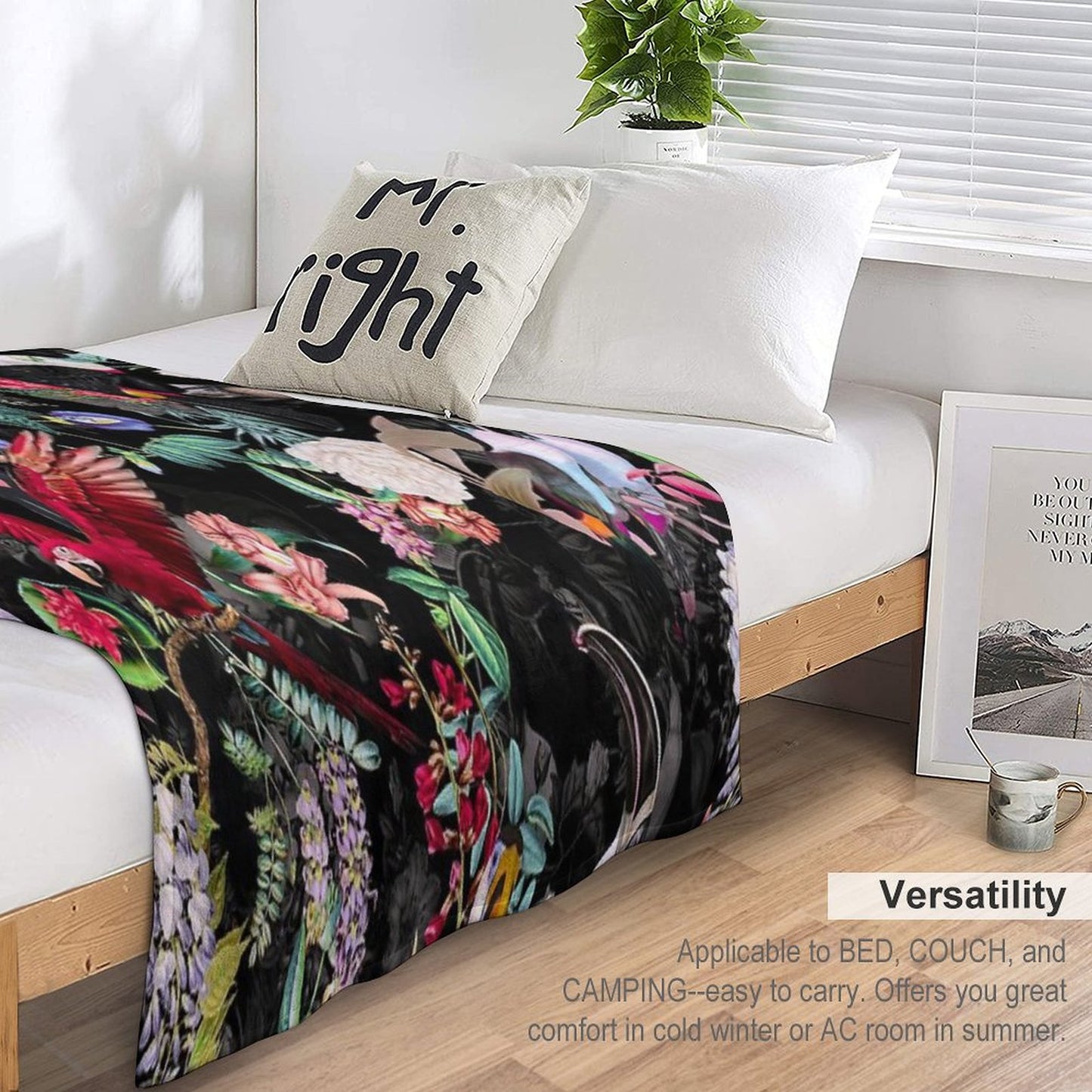 Floral And Birds IX Throw Blanket