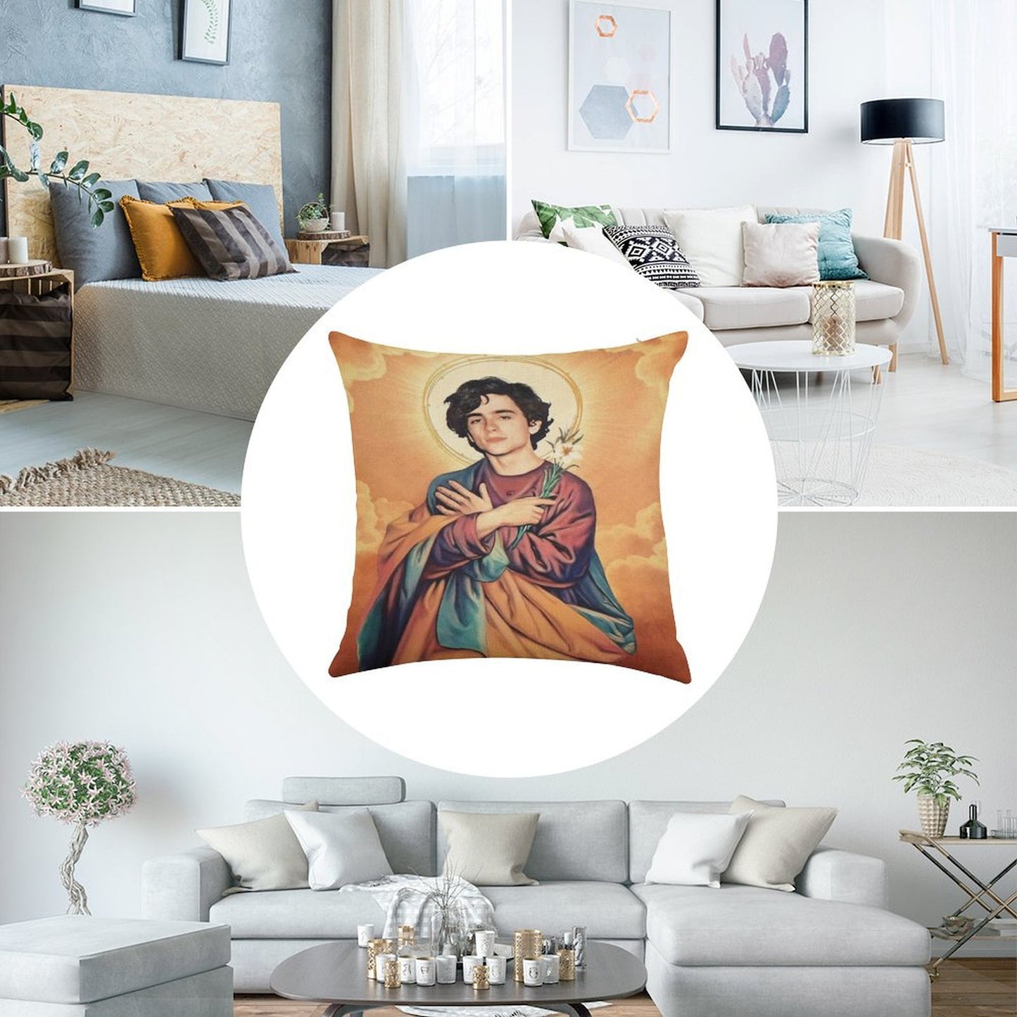 Timothee Chalamet Saint Linen Throw Pillow Cover