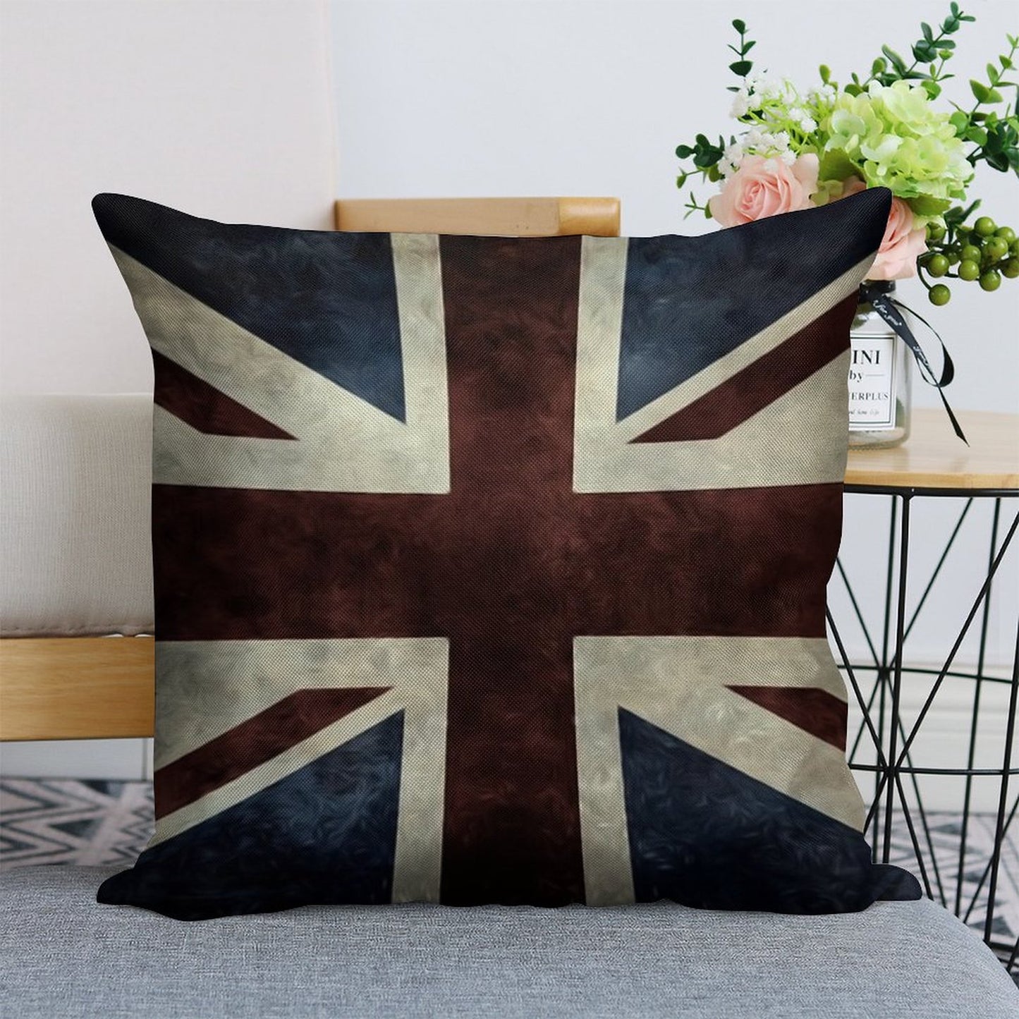 A Grunge Looking Distressed Union Jack Uk Version Linen Throw Pillow Cover